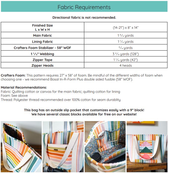 Sequoia Travel Tote PAPER Pattern