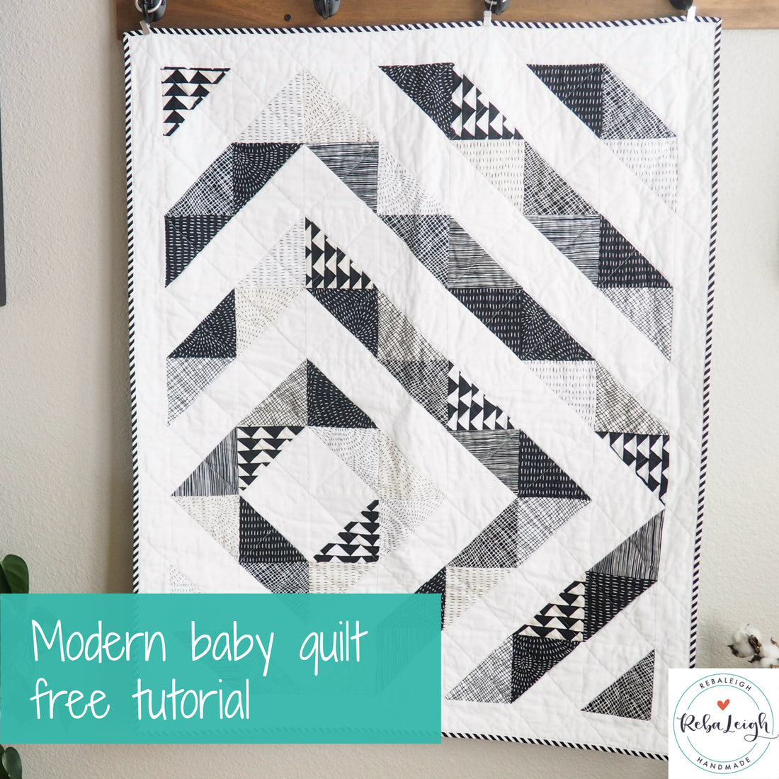 Modern half-square triangle baby quilt