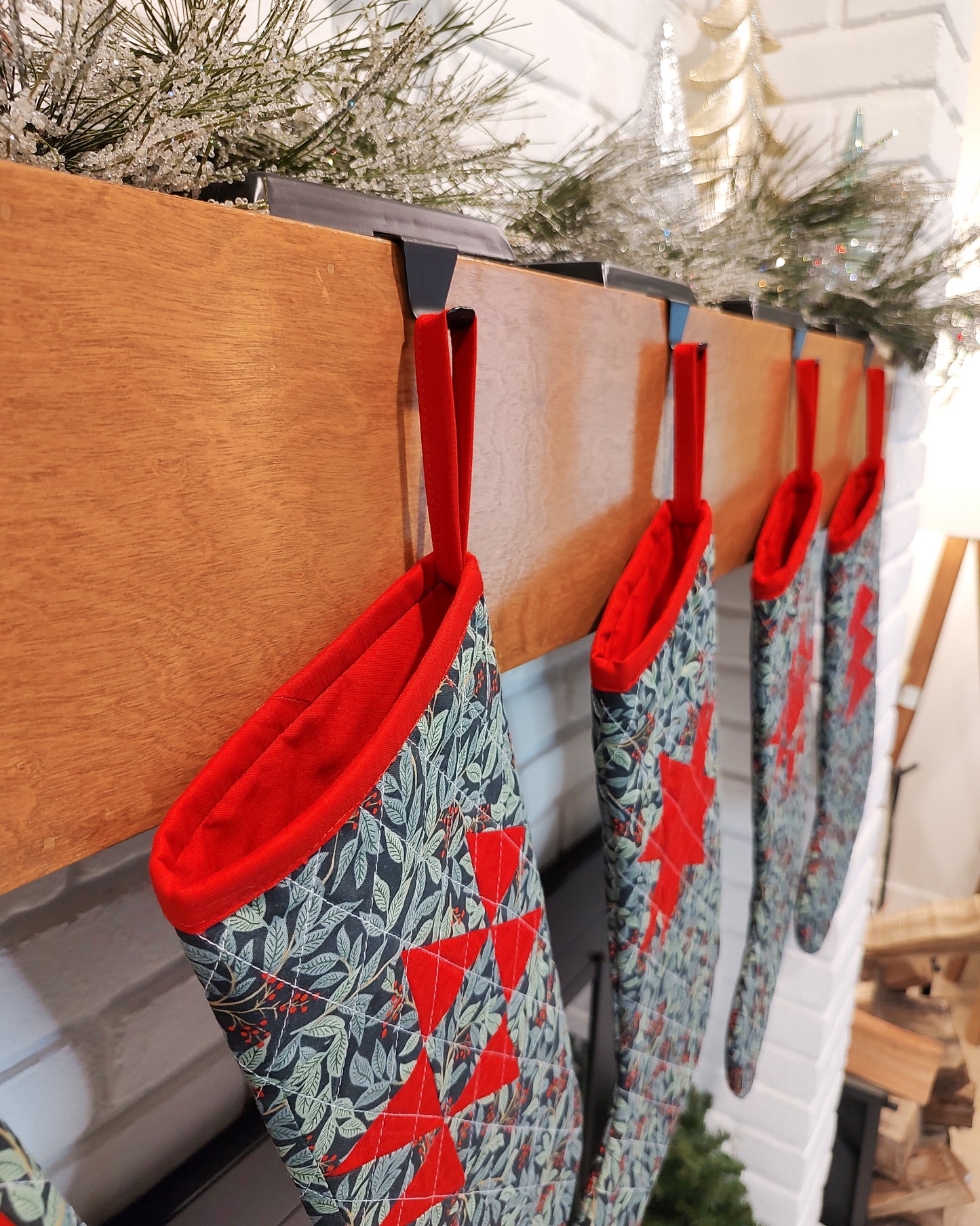 Snowfall Stockings - set of 4 red and green