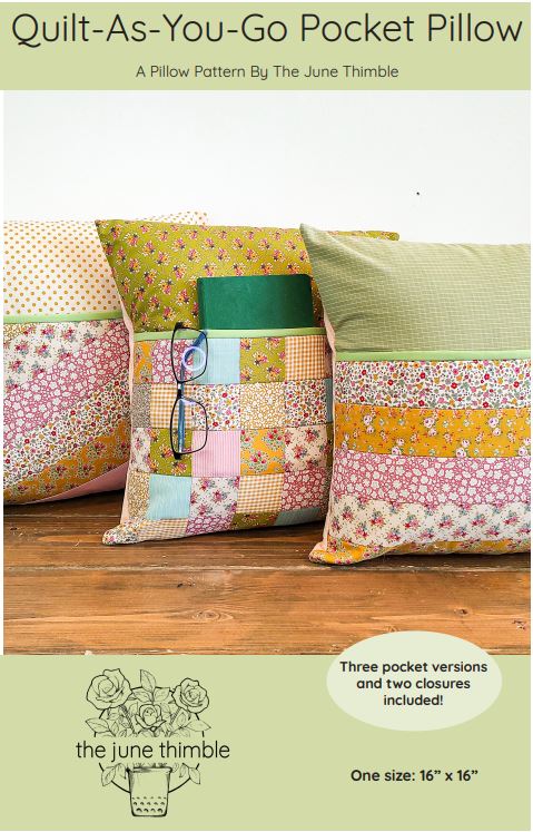 Quilt-as-you-go Pocket Pillow PDF pattern