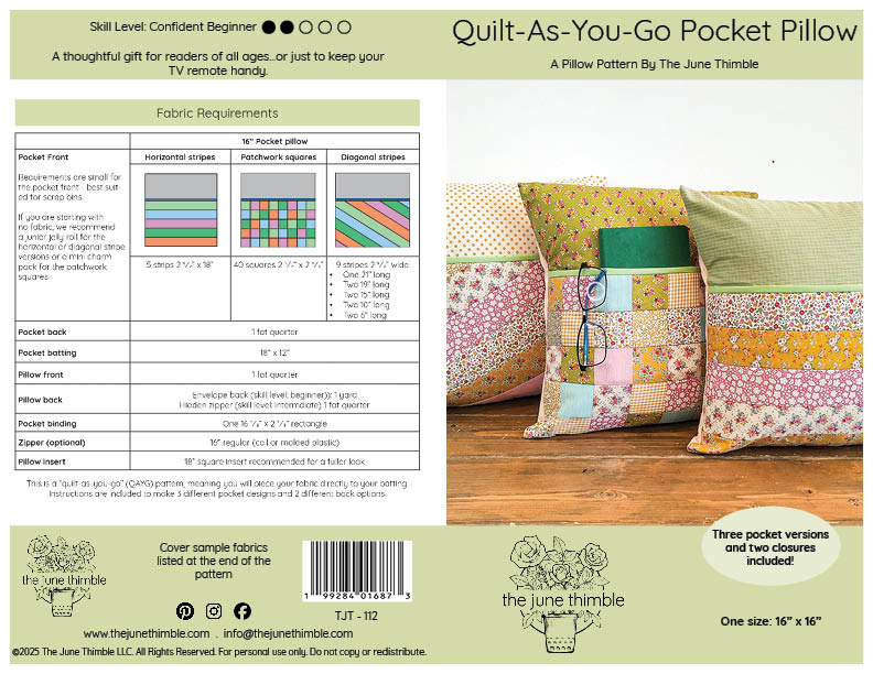 Quilt-as-you-go Pocket Pillow Wholesale (Set of 6)
