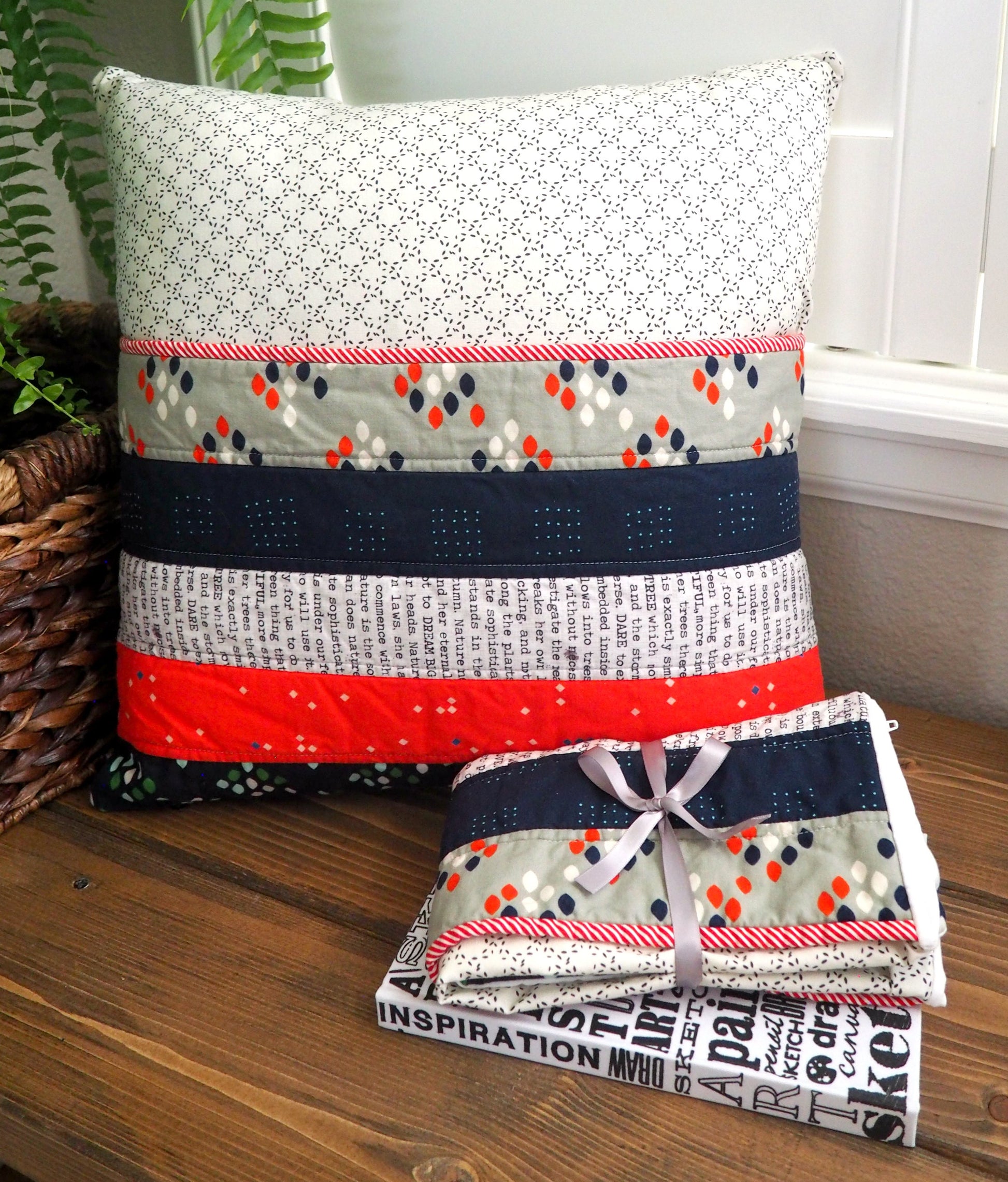 Quilt-as-you-go Pocket Pillow PAPER pattern