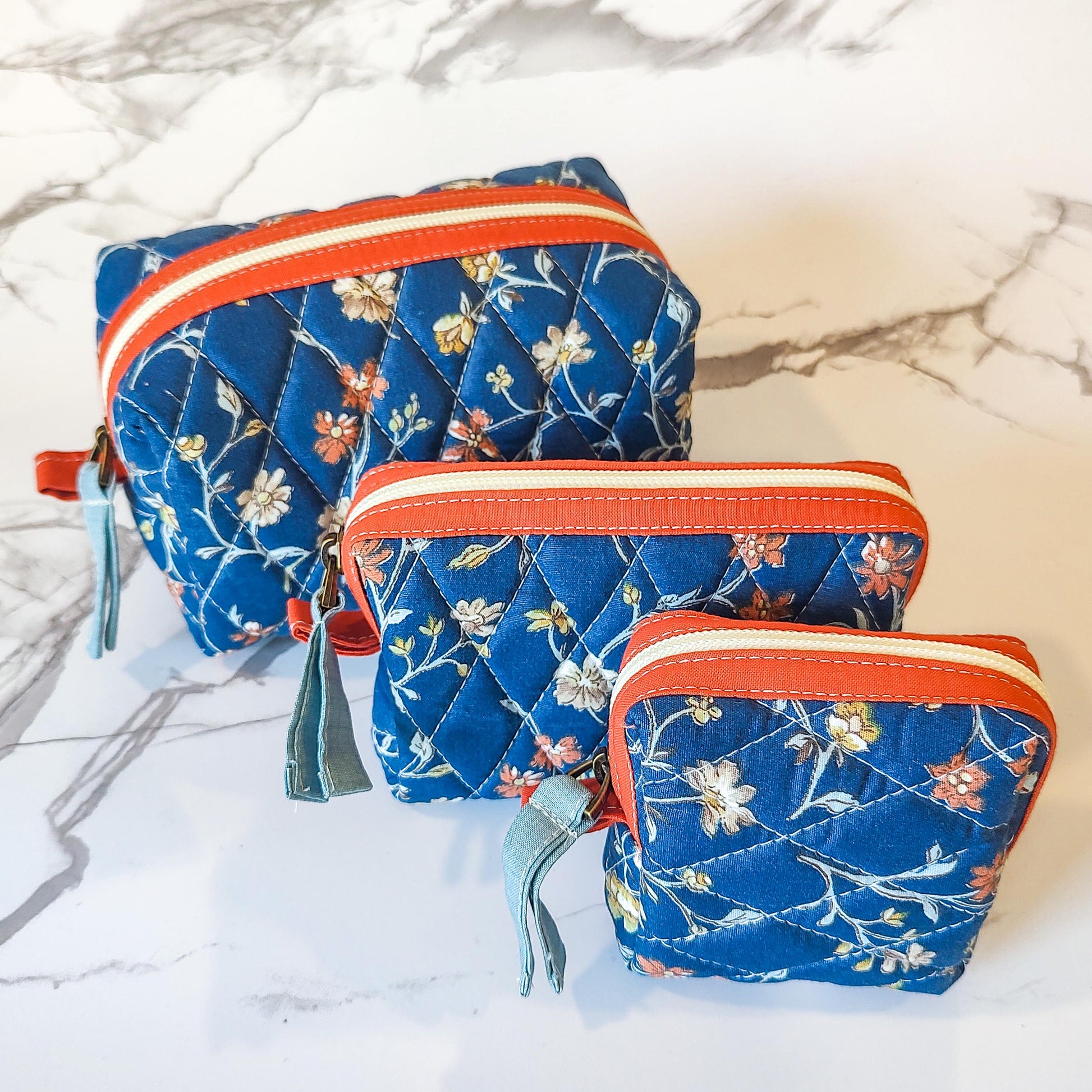 Bellflower Pouches - Quilted Nesting Pouch Set