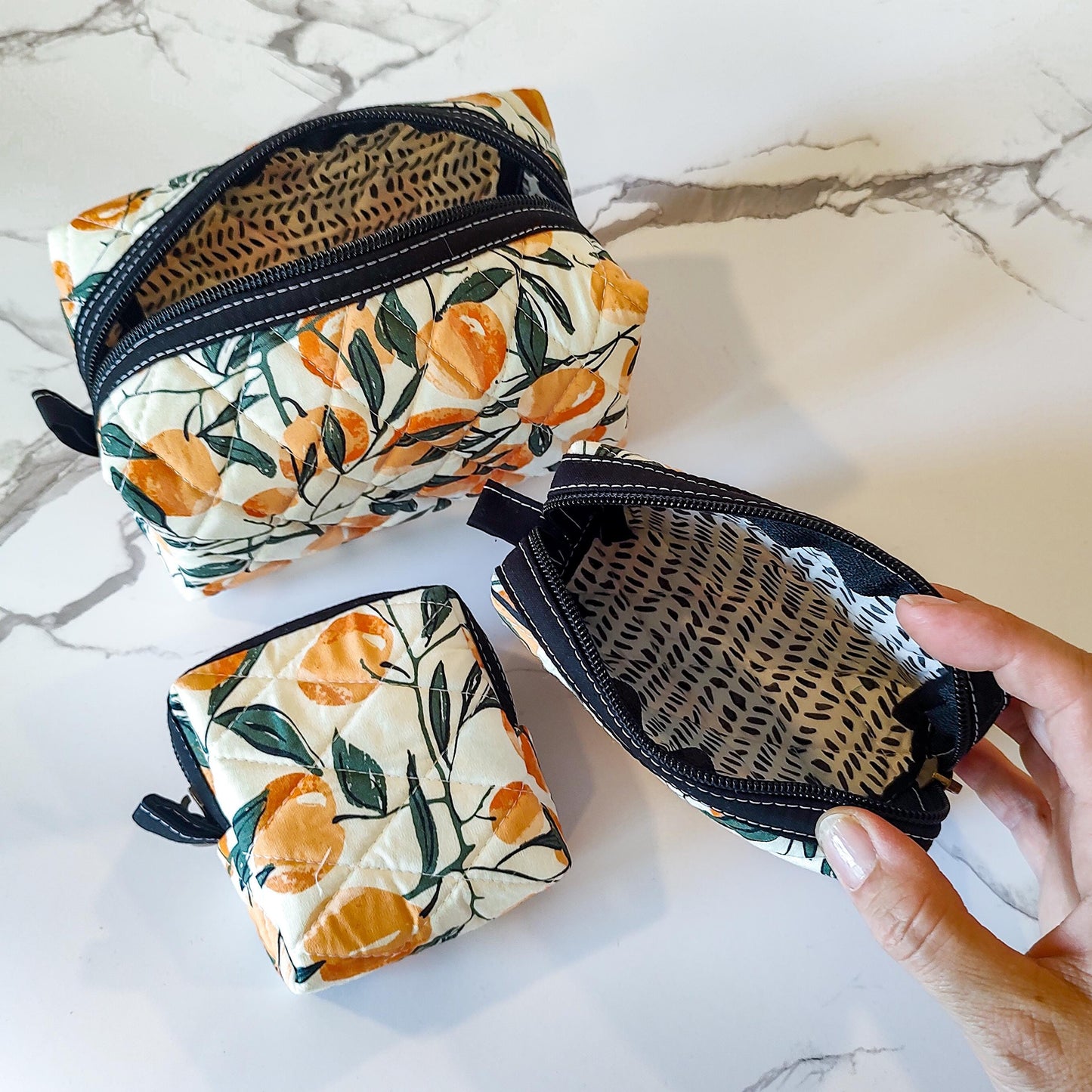 Bellflower Pouches - Quilted Nesting Pouch Set