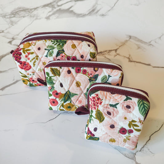 Bellflower Pouches - Quilted Nesting Pouch Set