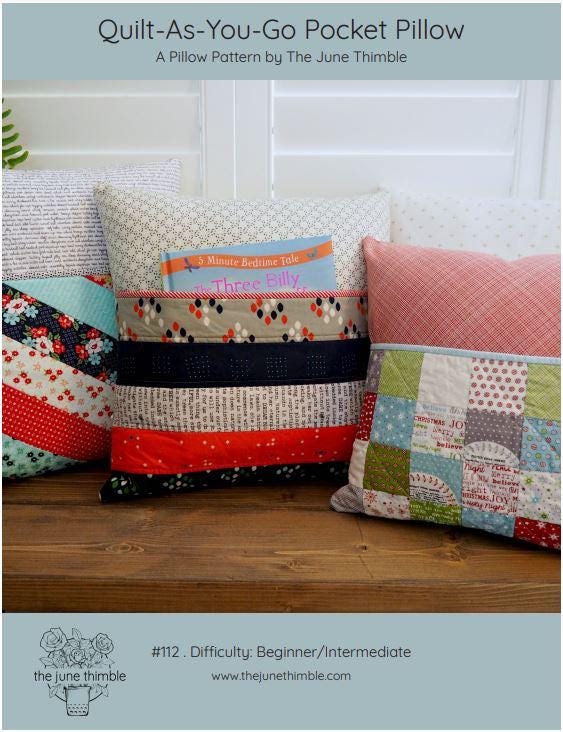 Quilt-as-you-go Pocket Pillow PDF pattern