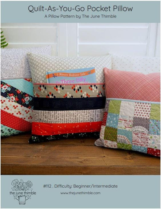 Quilt-as-you-go Pocket Pillow PAPER pattern