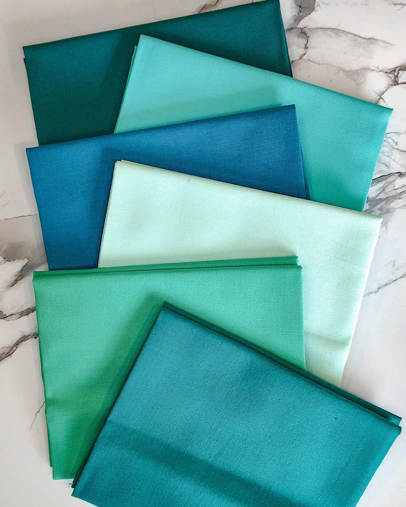 Sea Glass Curated Fat Quarter Bundle - Kona Solids