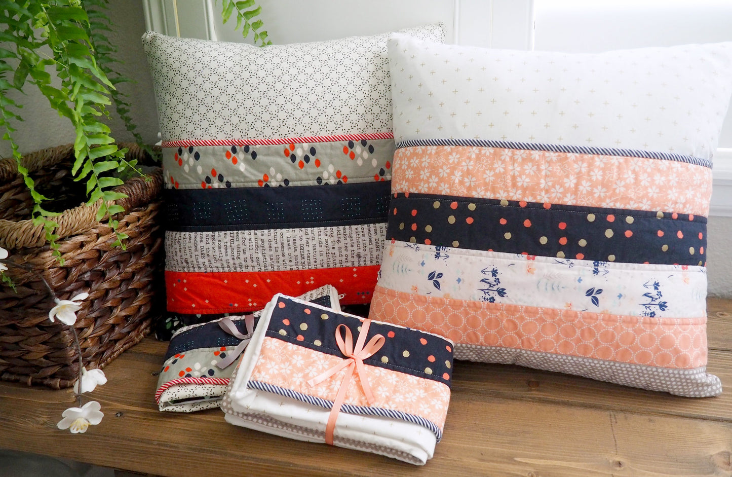 Quilt-as-you-go Pocket Pillow PDF pattern